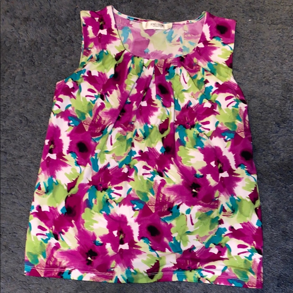 Jones Studio Pink and Green Floral Blouse